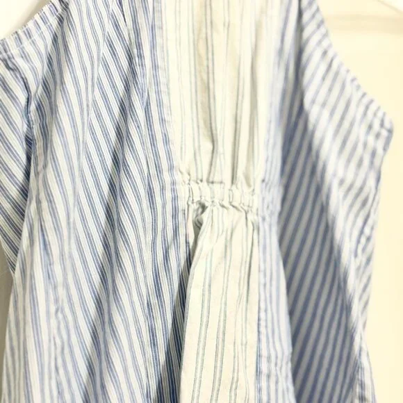 Maeve Blue, White Pinstriped Sleeveless Button-Down Top Blouse w/Collar, 0 - Picture 8 of 8